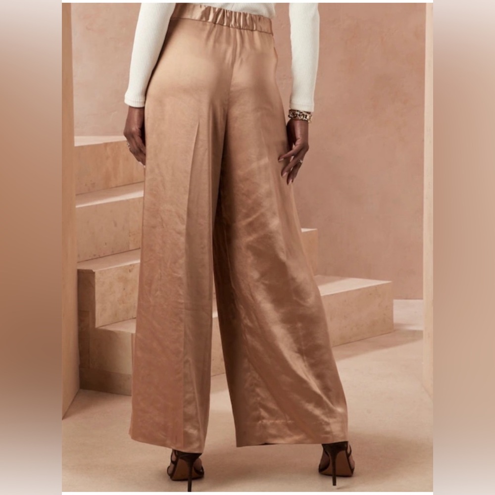 BANANA REPUBLIC FACTORY High-Rise Shine Button-Tab Wide-Leg - Picture 2 of 6